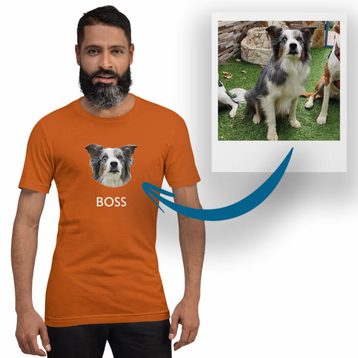 Boss to dog face painted t-shirt