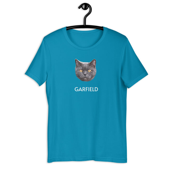 Personalized Cat Face T-shirt Aqua