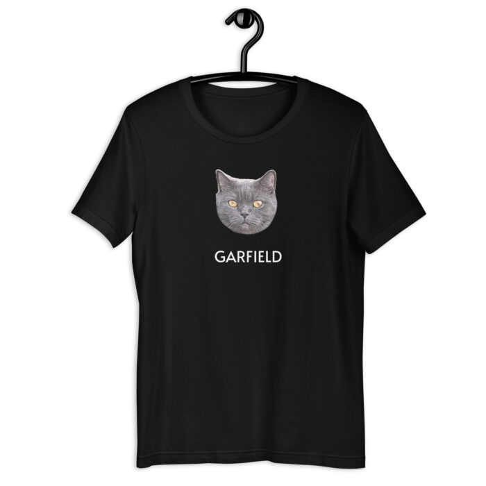 Personalized Cat Face T-shirt Black