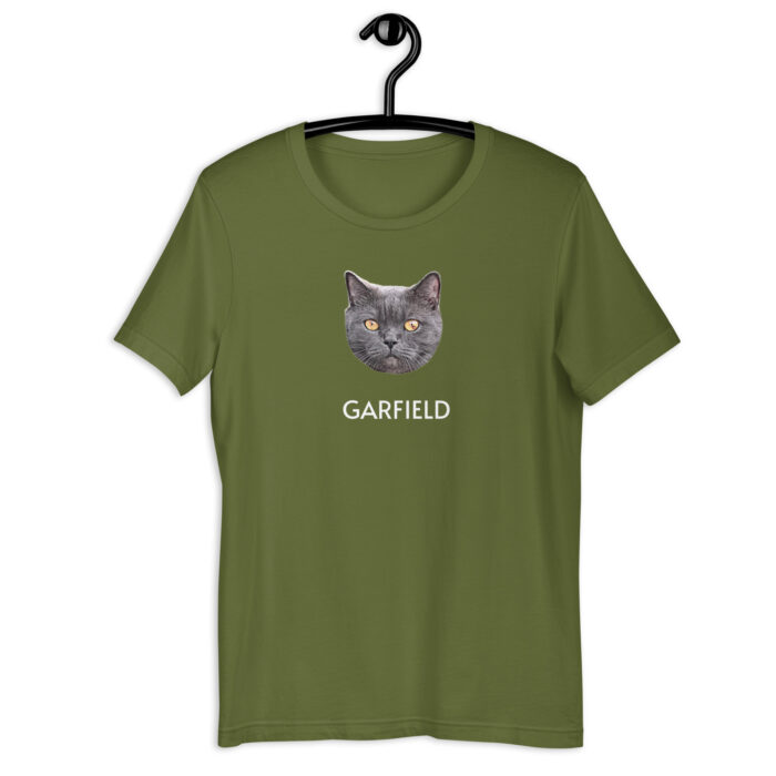 Personalized Cat Face T-shirt Olive