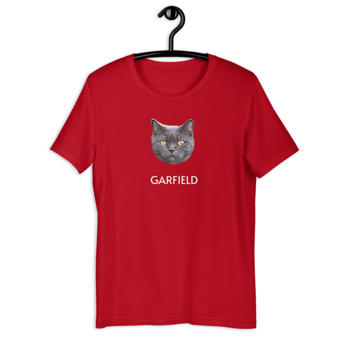Personalized Cat Face T-shirt Red