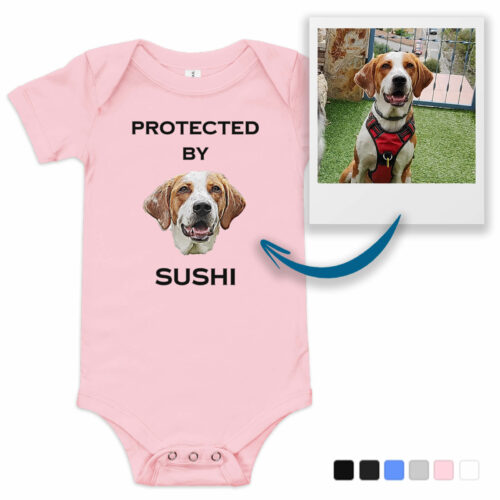 baby protected by pink personalized polaroid