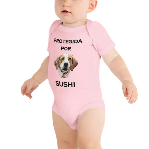 protegida por rosa personalizado bebe