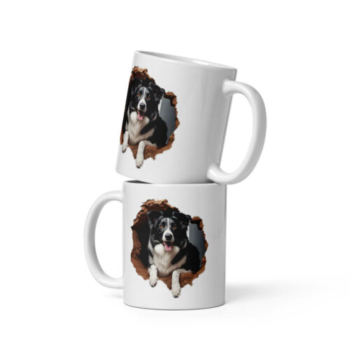 2 cups on top of each other of Border Collie breaking mug