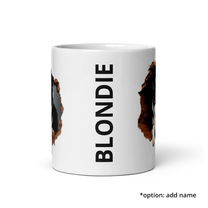 Border Collie breaking mug with name
