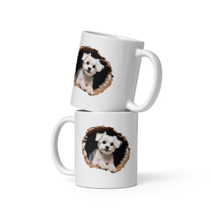 Maltese dog breaking mug, stacked