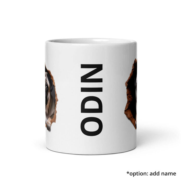 Pug breaking mug, custom name