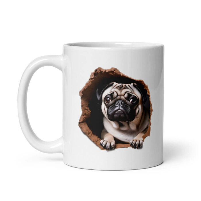 Pug breaking mug, left handle