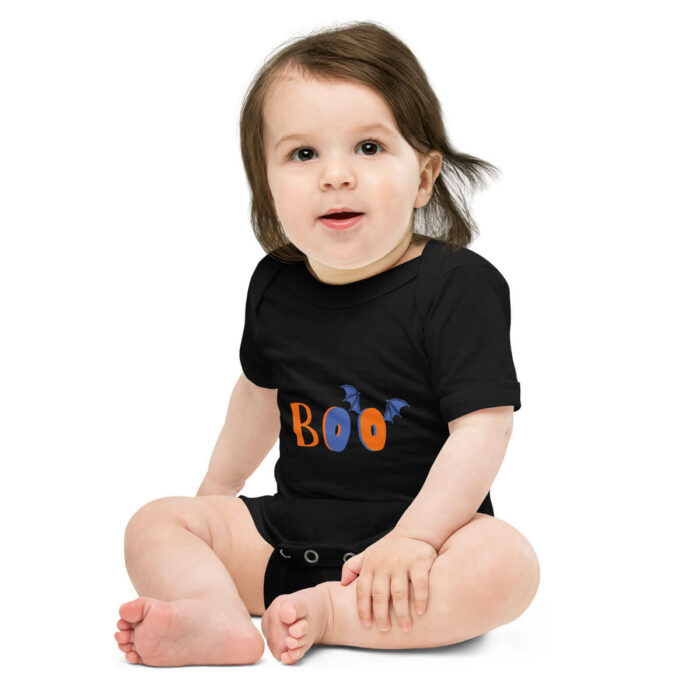 baby black short sleeve one-piece - Halloween boo - Boy