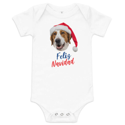 body de bebé - feliz navidad - cabeza de mascota personalizada - blanco