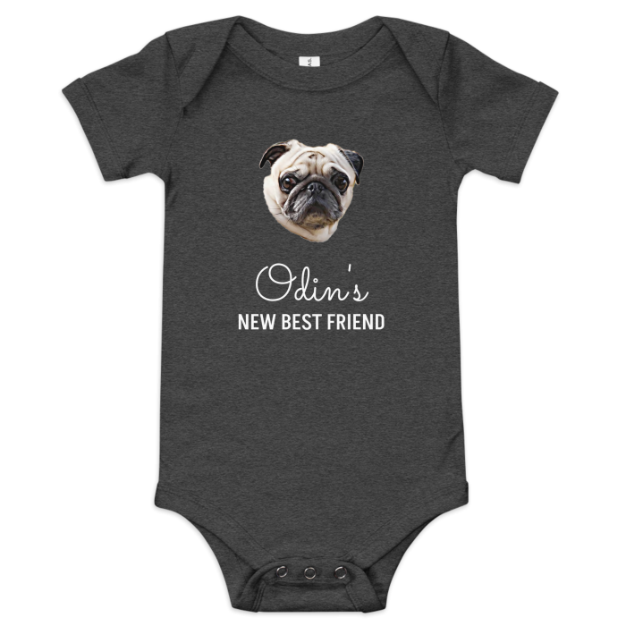 dark gray baby bodysuit - dog my new best friend