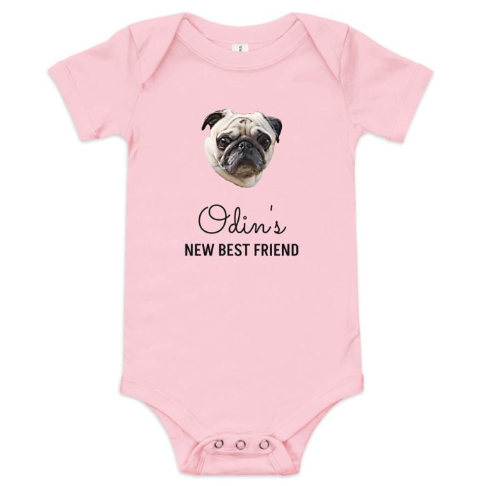 pink baby bodysuit - dog my new best friend